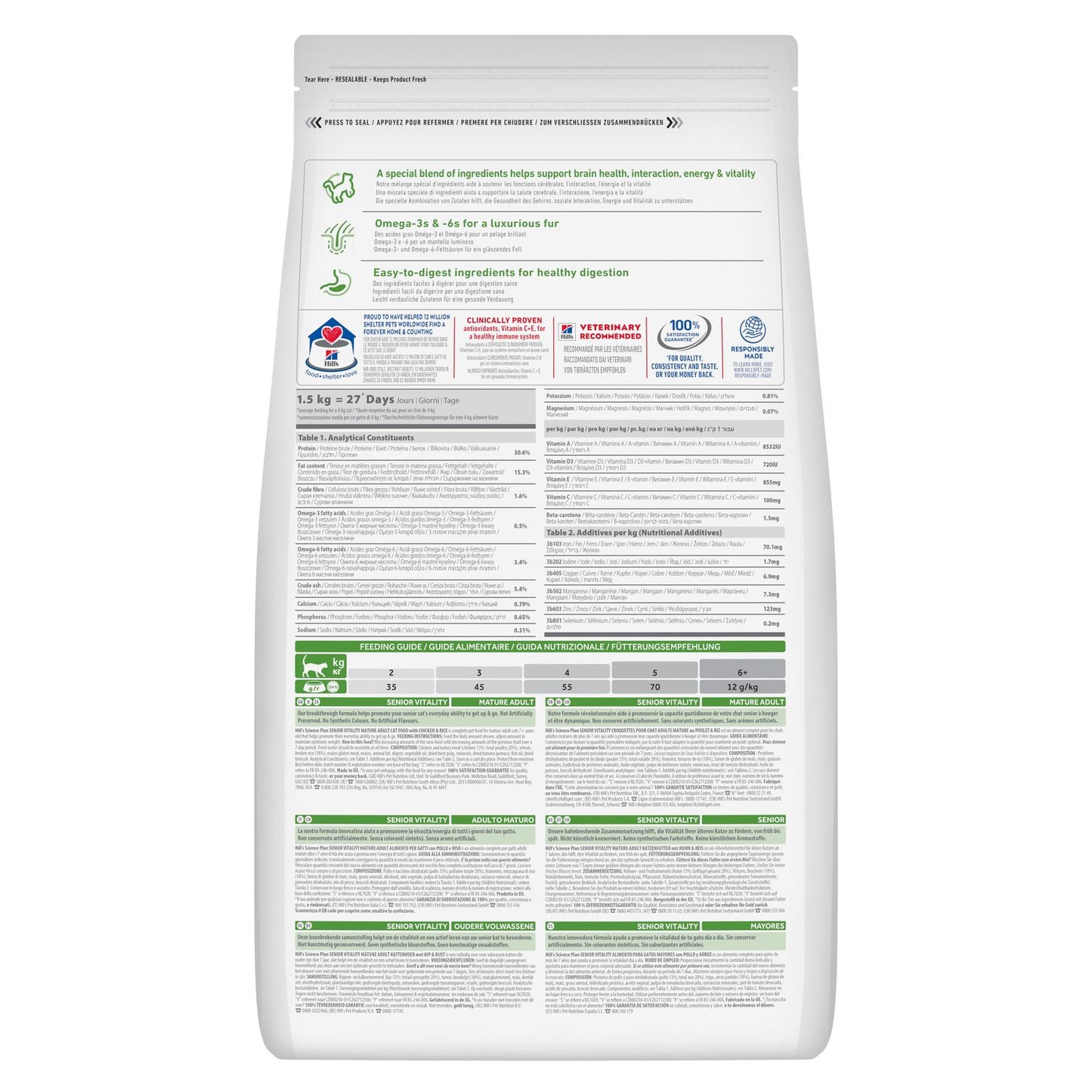 Hill's Senior Vitality Cat Chicken & Rice Flavour